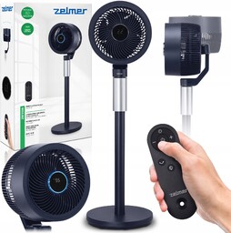 Wentylator Stojący Cyrkulator Zelmer Cichy Oscylacja 3D Timer