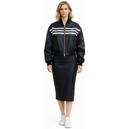 ADIDAS CZARNA KURTKA BOMBER Z PASKAMI I ZŁOTYMI