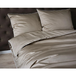 Pościel z makosatyny ciemnobeżowa z ozdobną lamówką SJJ-13