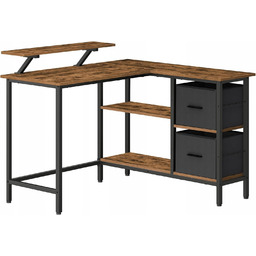 Biurko Narożne Duże Loft z Regałem Szufladą Półką