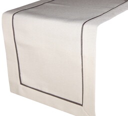 Bieżnik o strukturze lnu cappuccino z ozdobną lamówką