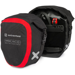 EXTRAWHEEL uniwersalne sakwy rowerowe rambler black/red 2x12,5L premium