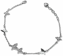 Srebrna bransoletka 925 z motylkami cyrkonie 19cm
