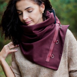 Pakamera Ciepły szal komin- burgundowy bordowy pepitka