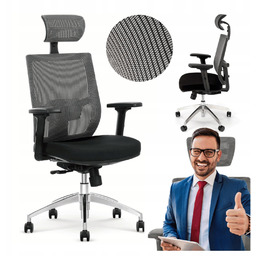 Fotel Obrotowy Ergonomiczny do Biura Szary Czarny Biurowy