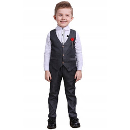 garniturek chłopięcy komplet wizytowy Kamizelką Biała Koszula 104