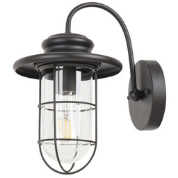 Kinkiet zewnętrzny Pavia E27 1x60W czarny mat, przeźroczyste