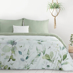 Pościel z mikrowłókna zielono-oliwkowa w liście PTB-39