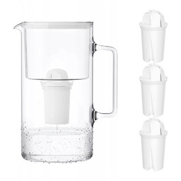 Wessper AquaClassic Crystalline 3L Biały szklany dzbanek filtrujący