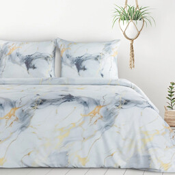 Pościel z mikrowłókna biało-szara w marmurkowy wzór PTB-40