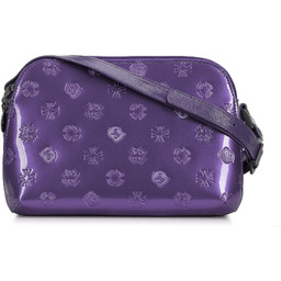 Damska listonoszka skórzana lakierowana z monogramem fioletowa