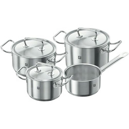 ZWILLING Kochtopf-Set, 4-tlg., 3 Deckel, Induktionsgeeignet, Edelstahl, Twin