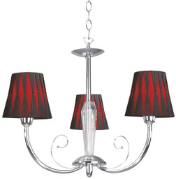 Lampa sufitowa Borgia 3xE14 Max.40W Chromowany metal/Czarno-czerwony klosz