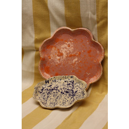 Pakamera Talerz nakrapiany kobaltowy, różowy, ceramiczny ręcznie robiony