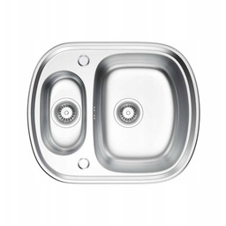 Zlewozmywak Stalowy Półtorakomorowy Inox 60x49 cm z Syfonem