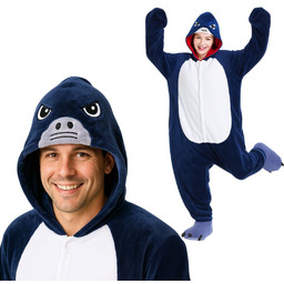 Piżama Onesie Kigurumi Kostium Niebieski Rekin XXL: 185