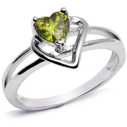 Srebrny Pierścionek z Oliwkowym Sercem