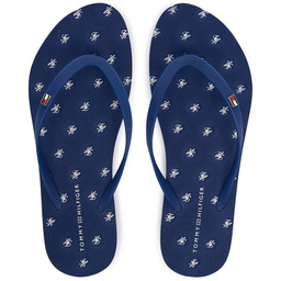 Japonki Tommy Hilfiger Repeat Logo Platform FW0FW09199 Granatowy