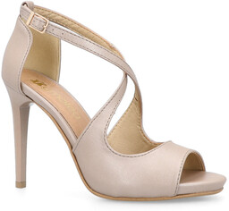 Sandałki na szpilce - TYMOTEO LATINO LATTE PERŁA