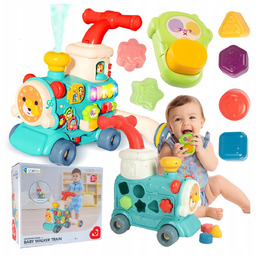 Jeździk pchacz nauka chodzenia popychacz lokomotywa pociąg dym