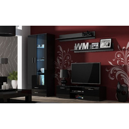 Meblościanka do salonu czarna mat / połysk 245