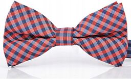 Muszka męska mucha w kratkę granat czerwona gratis