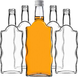 Szklana butelka na nalewkę Fala 500ml z białą