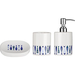 Premier Housewares Ryby zestaw łazienkowy  biały/niebieski