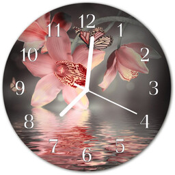 Zegar szklany okrągły Storczyk