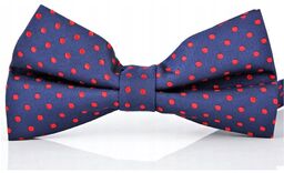 Mucha poszetka fioletowa muszka w kropki elegancka