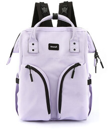 Praktyczny plecak typu mommy bag w fioletowym kolorze