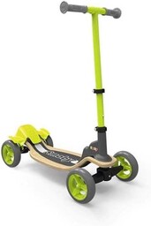 Smoby 7600750700 drewniana zabawna hulajnoga, 4 koła, zielona/czarna