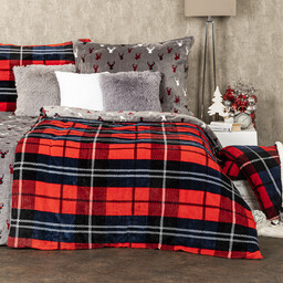 4Home Pościel mikroflanela Krata czerwony, 140 x 200