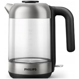 Czajnik elektryczny szklany srebrny czarny 1,7 l Philips