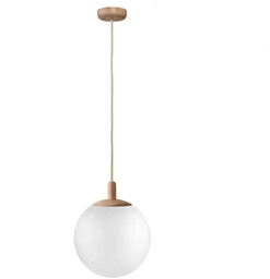 Lampa wisząca szkło i drewno ALUR WOOD S