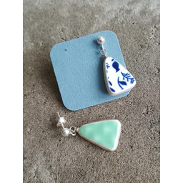 Pakamera Kolczyki ceramiczne w kobaltowe wzory dwustronne