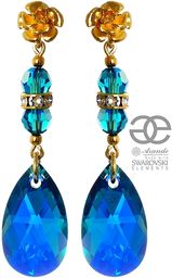 Kryształy Piękne Kolczyki Blue Zircon Złote Srebro