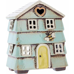Village Pottery Aqua Blue Beehive House Tealight Holder