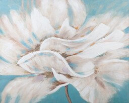 Eurofirany Obraz 413 100x80 kremowy niebieski kwiat ręcznie