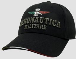 AERONAUTICA MILITARE Czarna męska czapka z daszkiem