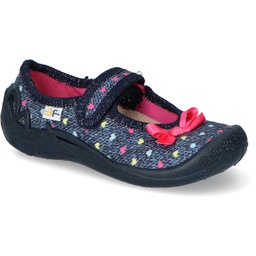 Kapcie dziewczęce 3F Pszczółka Granatowe serca