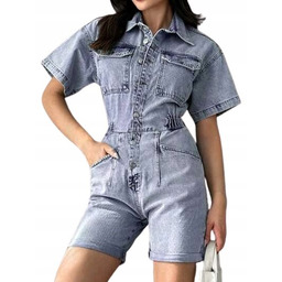 SHEIN KOMBINEZON JEANSOWY DAMSKI NIEBIESKI 34 Ł6B