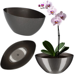 Doniczka na kwiaty Ptuj owalna 21 cm, grafitowa