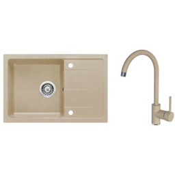 DEANTE Zlewozmywak jednokomorowy z ociekaczem Leda ZRDA7113 Piaskowy