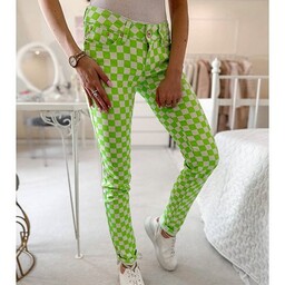 Zielone spodnie materiałowe w kratę Bler