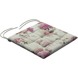 Poduszka na krzesło Karol, różowo-beżowe róże na kremowym