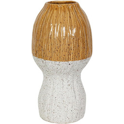 Romimex Wazon żółty biały ceramiczny 19 x 37