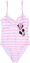 Minnie i Mickey Jednoczęściowy strój kąpielowy, biało-różowe paski