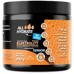ALLHydrate Elektrolity Senior bez potasu, o smaku pomarańczowym,