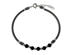Delikatna oksydowana srebrna bransoletka kulki kuleczki balls czarne